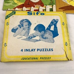Vtg Sifo 4 Inlay Puzzles 60's NIB 24Z5 Made In USA Wonder Books